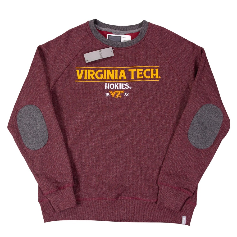 NWT Bruzer Virginia‎ Tech Hokies Oxford Crew Sweatshirt Mens M Embroidered